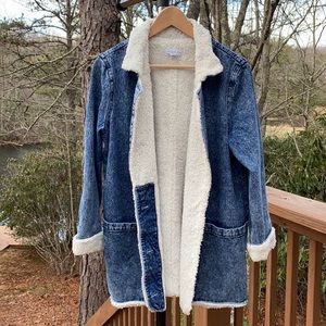 Fur-Lined Denim Coat